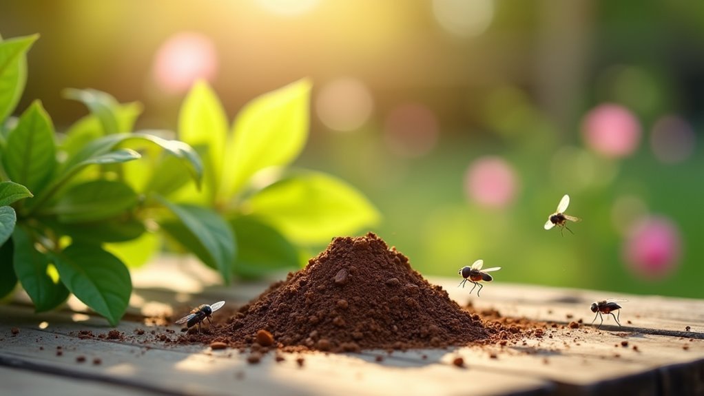 coffee grounds repel certain flies