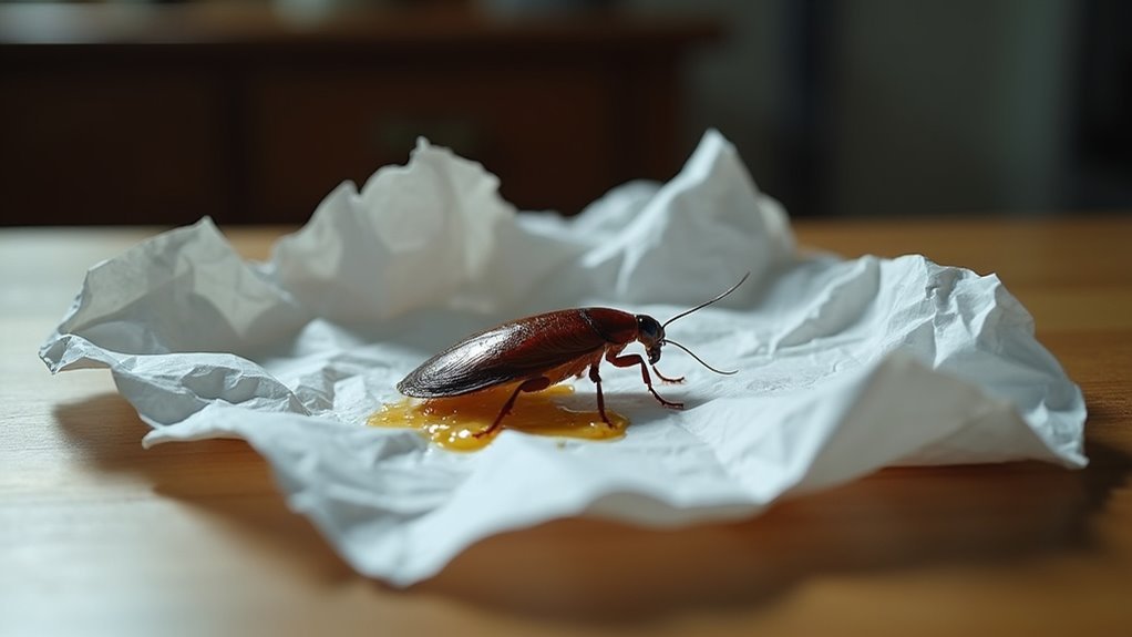 crumpled paper roach trap