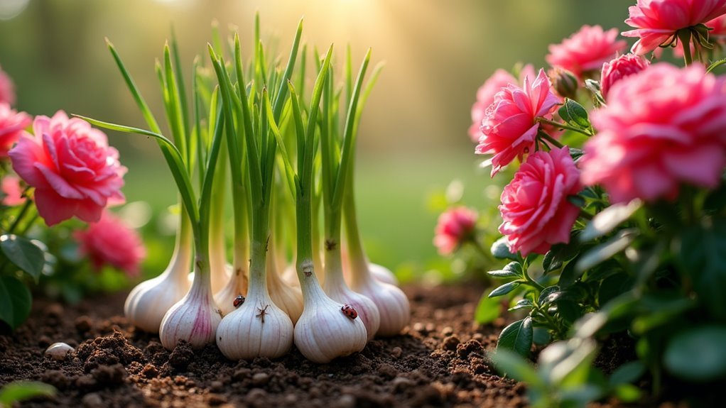 garlic protects flowering plants