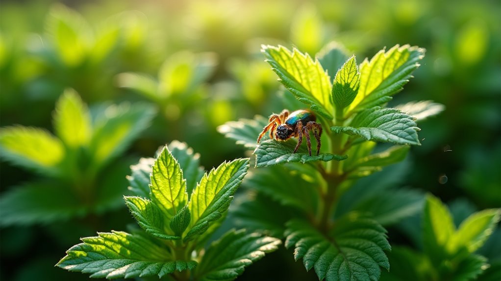 mint repels garden spiders