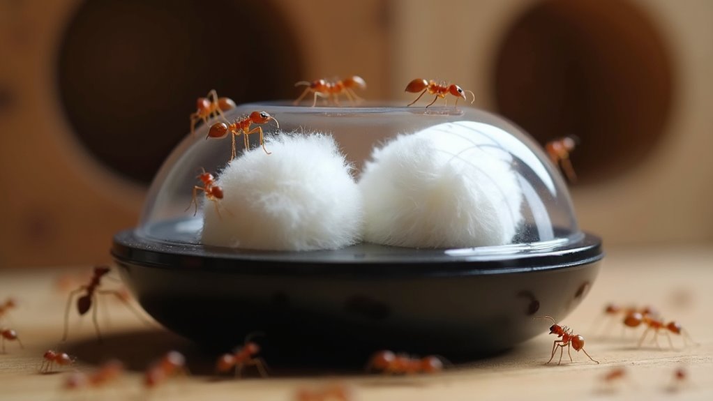 moist cotton bait stations