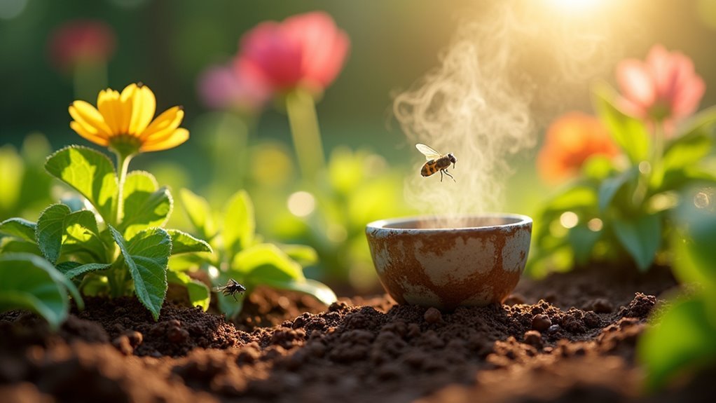 used coffee grounds repel flies
